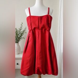 Express Red Fit & Flare bucket Dress Size 6 Spaghetti Strap Party Cocktail Mini